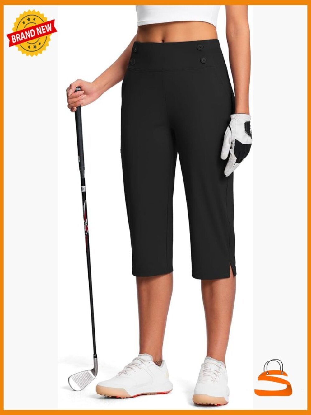 High Waist Stretch Capri Pants for Women with Pockets Work Casual Golf